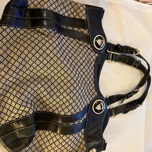 Authentic Large Gucci Bag, Black Leather and Canvas